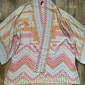 BCBGMaxAzria Multicolor Patterned Fabric Tillie Kimono